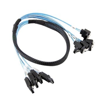 Premium Sleeved Angle 4 x SATA3 SAS 6Gbps Cable Set for Server NAS