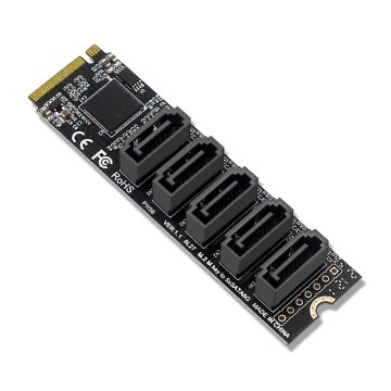 M.2 M Key to PCIE 3.0 to 5 Port SATA 3.0 6Gbps Expansion Adapter Card