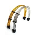 Premium Single Sleeved GPU 8 Pin PCIE Extension Cable Gold Silver