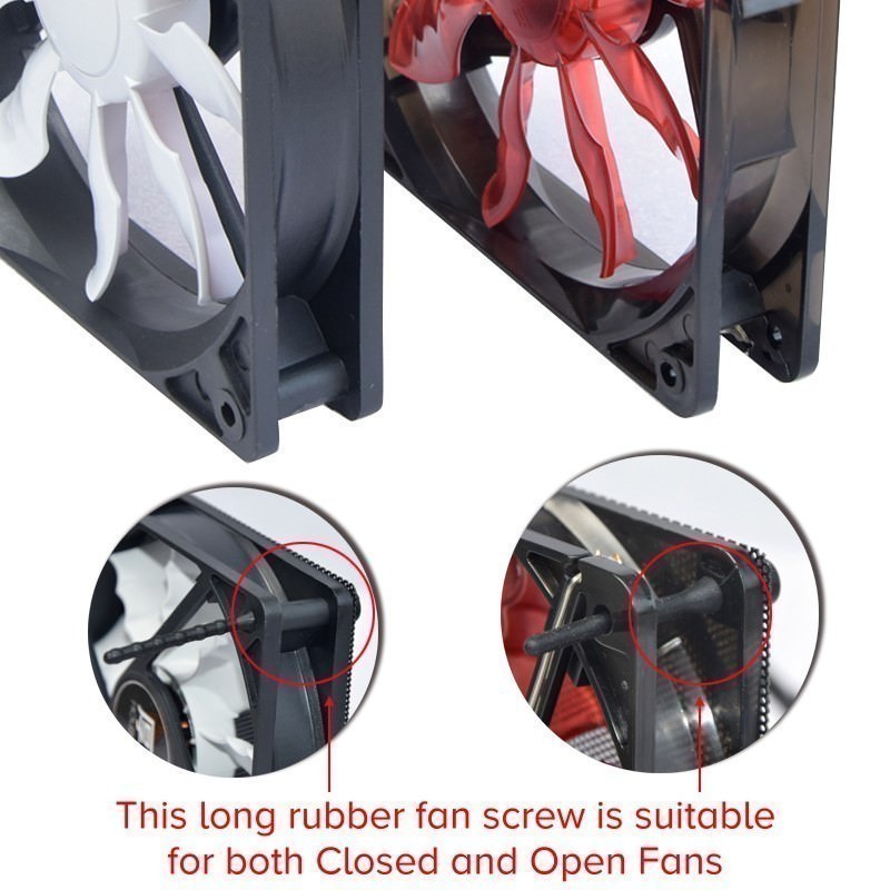 Long Rubber Anti Vibration Screws for Open and Closed Chassis Fans