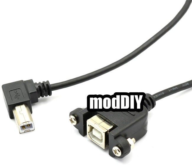 USB 2.0 Type B Extension Cable With Panel Mounts Black - MODDIY