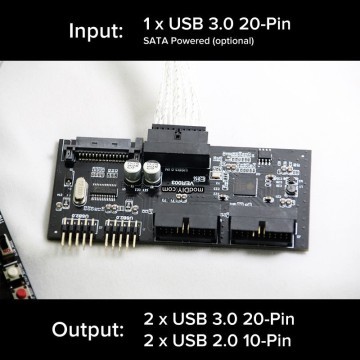 20 Pin USB 3.0 Internal Header Y Splitter Cable 12cm