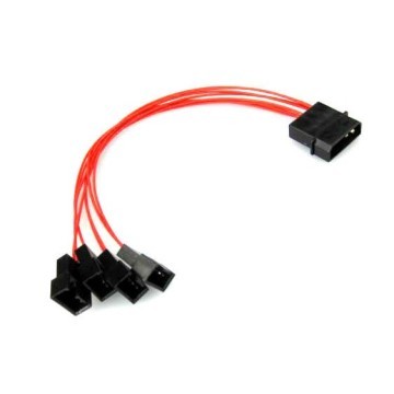 Premium Red Wire 4 Pin Molex to 4 x 4 Pin Fan Adapter Extension Cable ...