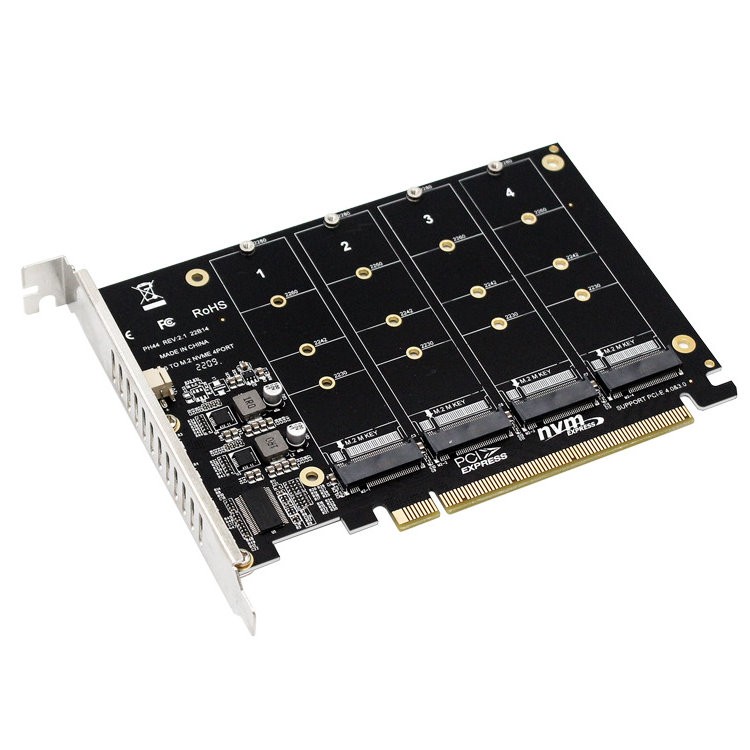 Adaptateur M.2 NVME PCIE vers M2 LED NVME SSD M2 PCIE x1 Carte d'extension